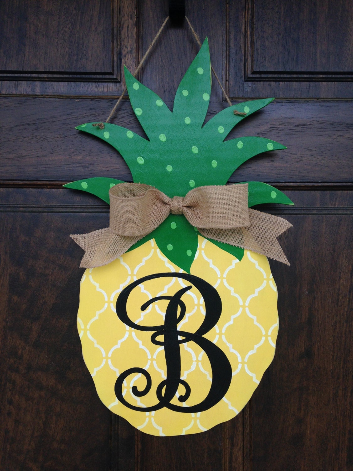 Yellow Pineapple Wooden Door Decor