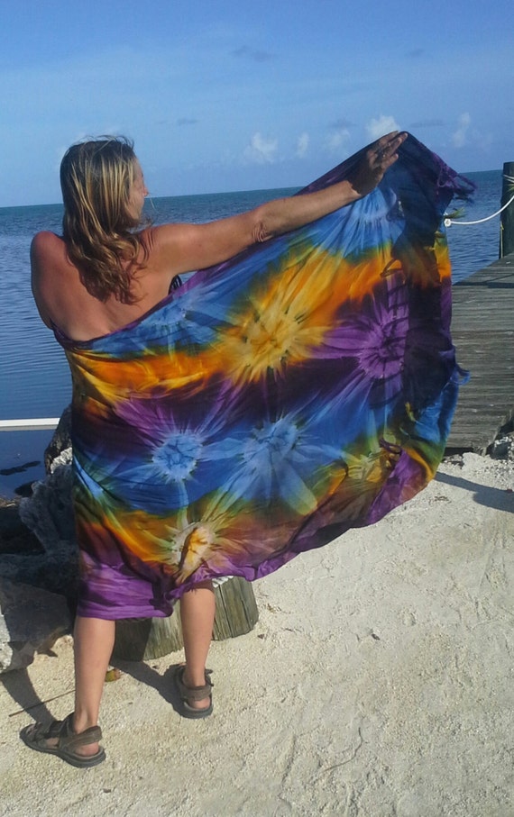 Cover up TIE DYE beach pool TROPICAL Paru Wrap by TieDyeLadies