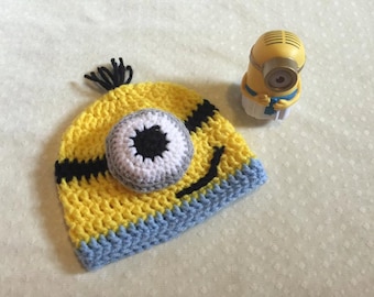 Minion Inspired Beanie/Minion Costume/Halloween costume/Minion Baby/Crochet Baby Boy/Baby Girl/Toddle/Child/Adult/Made to order