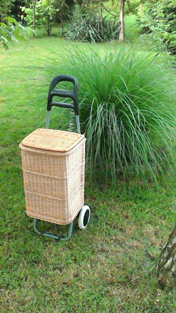 Wicker Shopping Trolley Wicker Shopping Basket Trolley