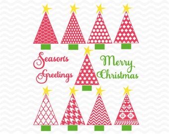 Christmas tree svg, with sentiments, SVG, DXF, EPS, vinyl cut files, use with Silhouette Studio and Cricut Design space. Christmas svg files