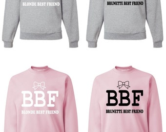 blonde and brunette best friend sweatshirts