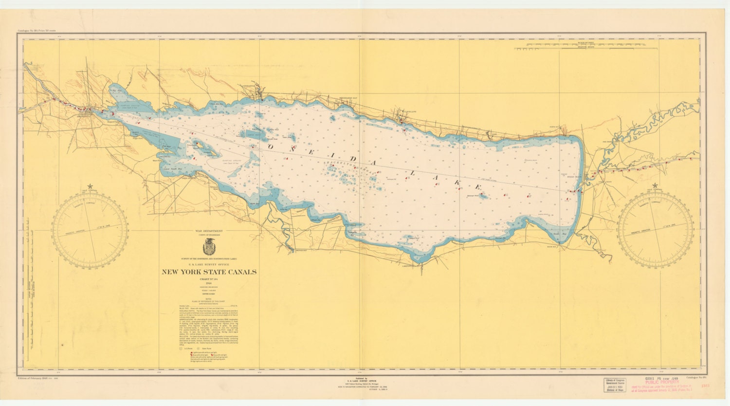 Oneida Lake Historical Map 1950
