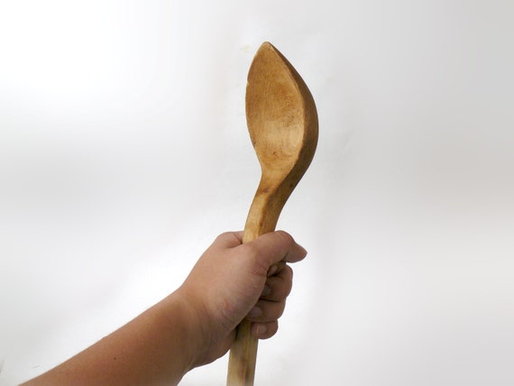 Big Vintage Wooden Spoon Large Spoon Made Of Wood By Nostalgishop