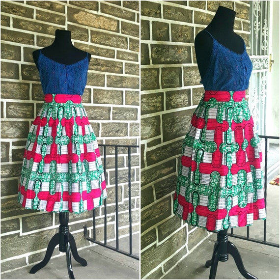 African Clothing African Midi Skirt African by DiagossaCouture