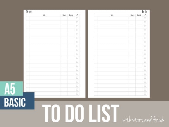 printable To Do List filofax A5 printable