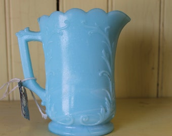 SOLD!!! Beautiful Shade of Blue Milk Glass Pitcher