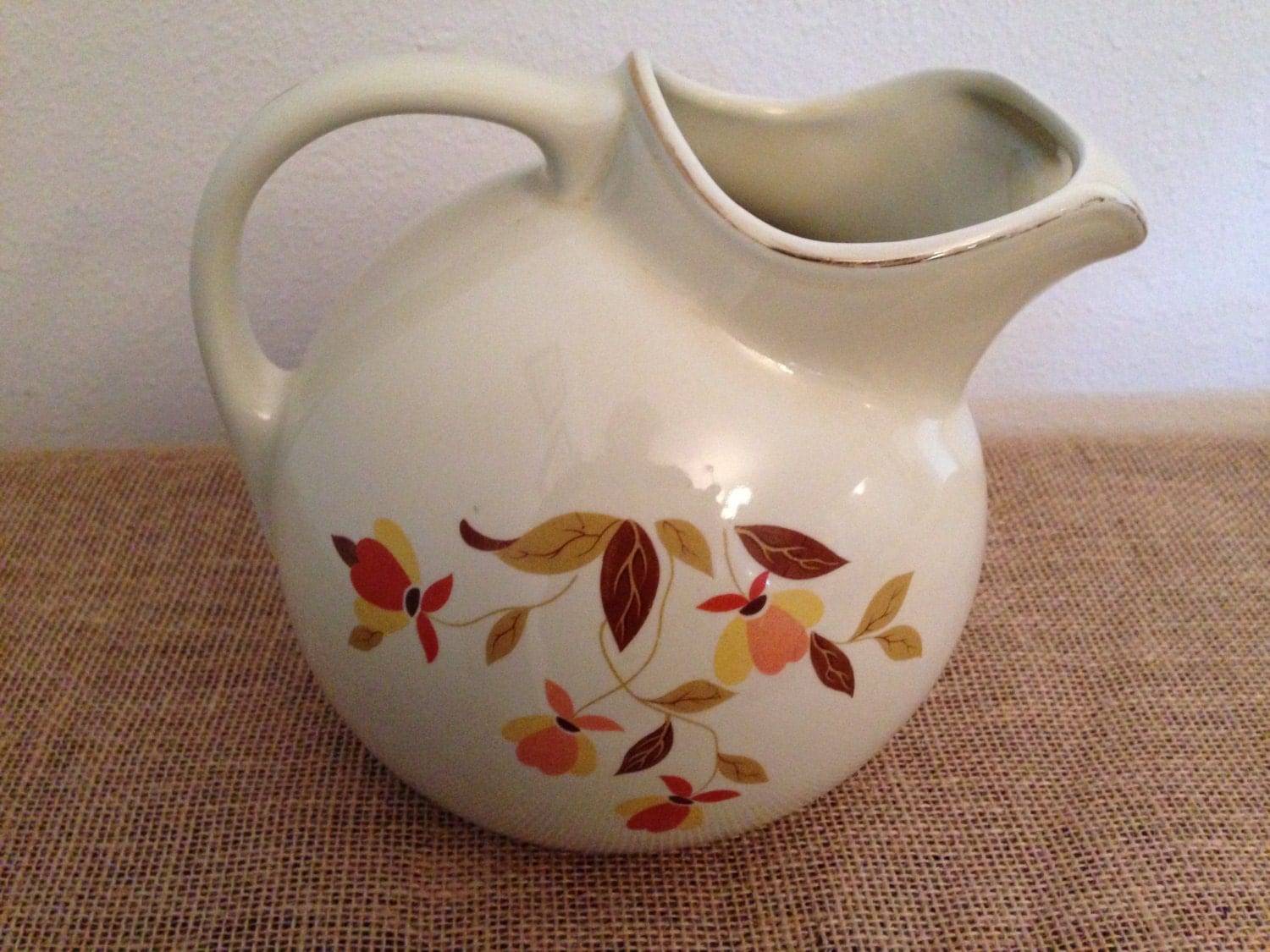 Hall's Superior Jewel Tea Large Pitcher Autumn Leaf