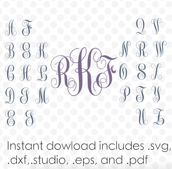 Download Interlocking Vine monogram svg font alphabet instant ...