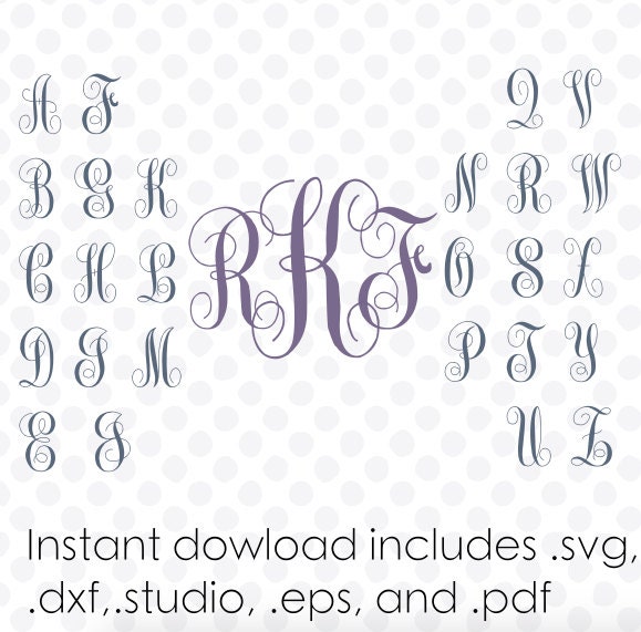 Download Interlocking Vine monogram svg font alphabet instant download