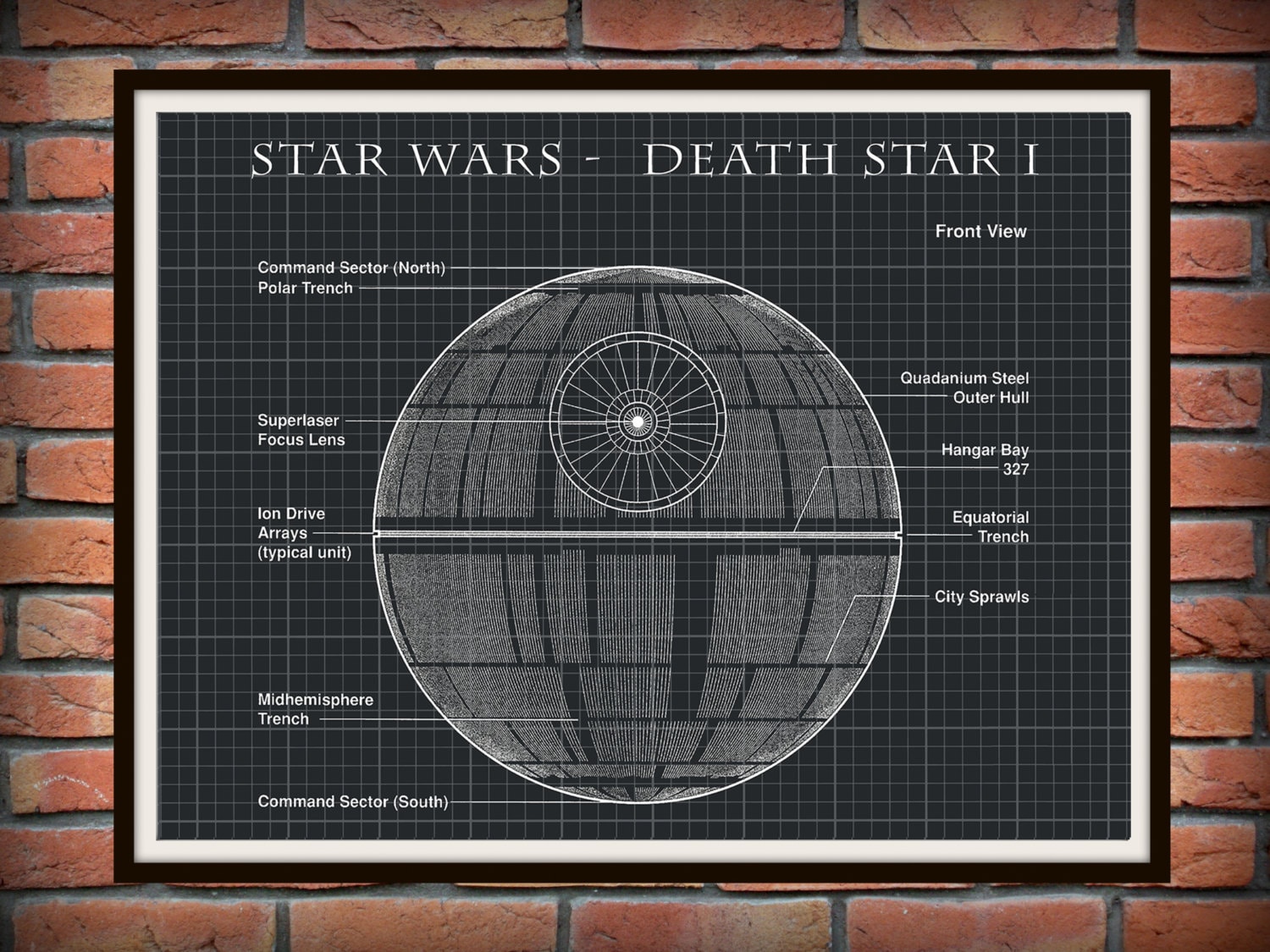 Star Wars Death Star I Patent Art Print Wall Poster - Drawing