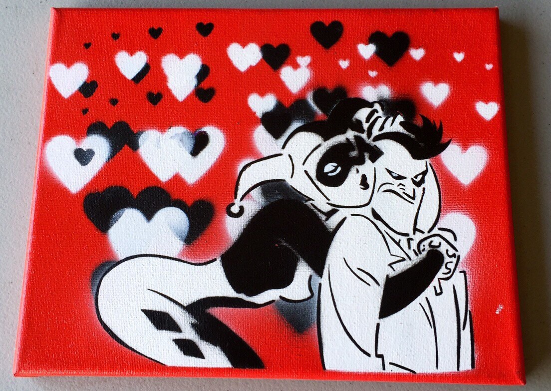 Harley quinn and the joker canvas 8x10