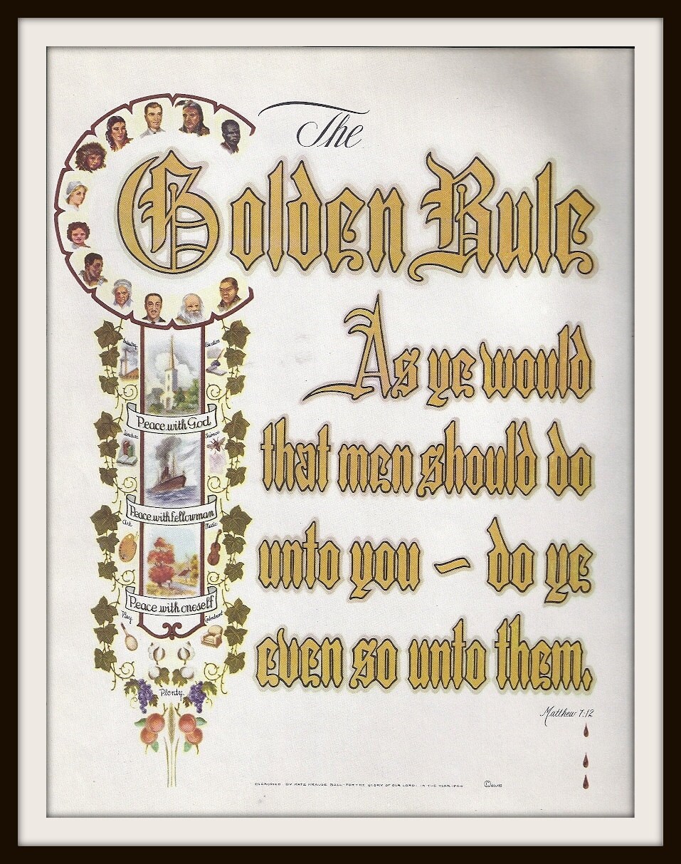 Golden Rule Saying Book Print 1961 Matthew 712 Bible