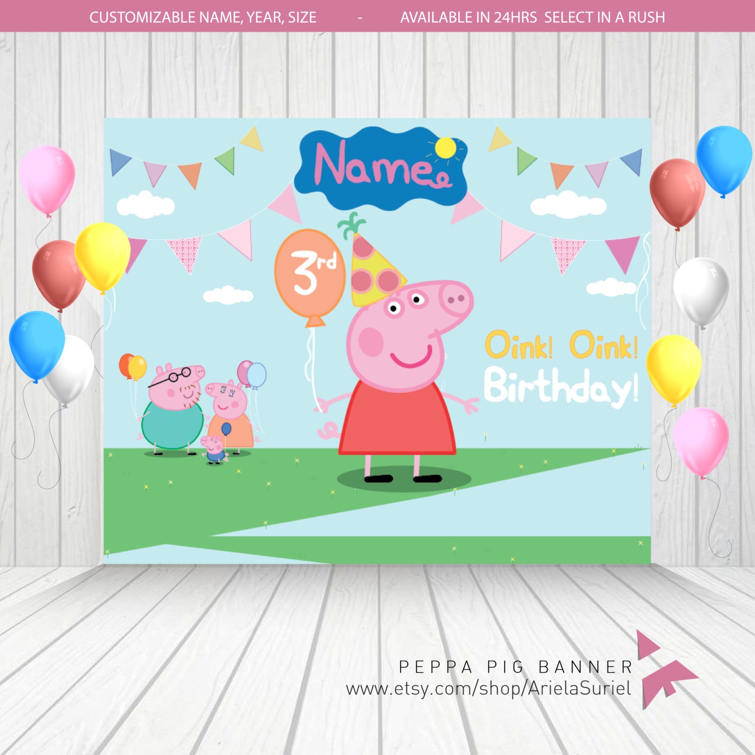 Personalized Peppa Pig Family Birthday Banner / by ArielaSuriel