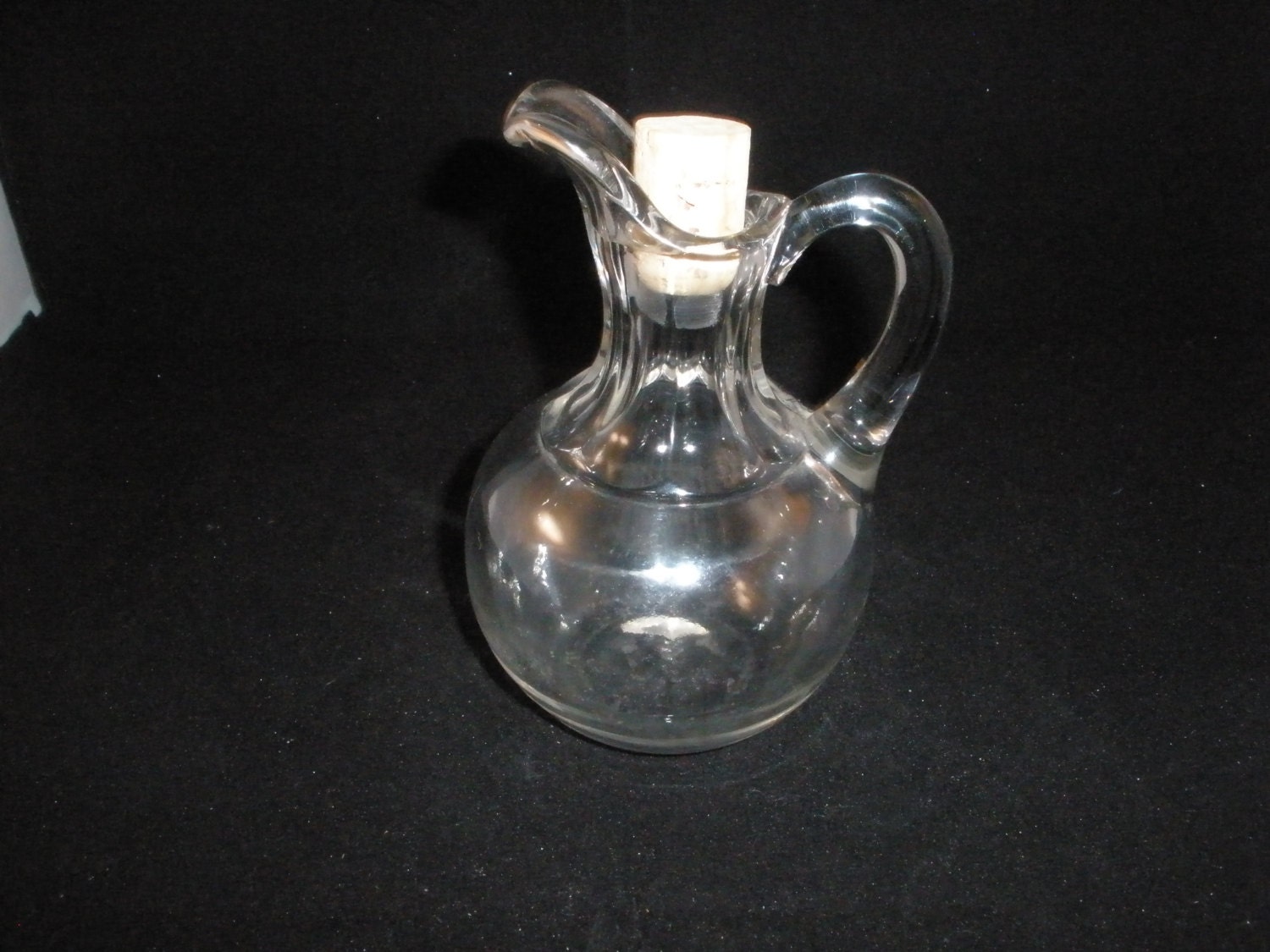 Vintage Vinegar Oil Cruet Jar Blown Glass 1930’s Salad Dressing Haute