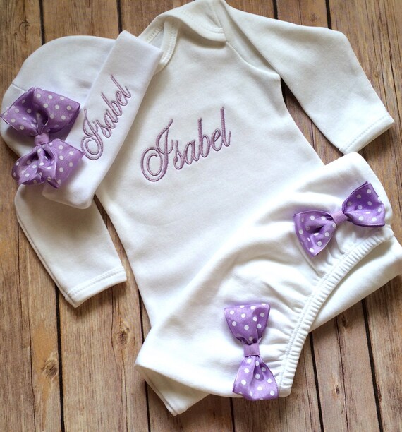 Monogram Initial Embroidered Gown Monogram Baby By Stitchindoodle