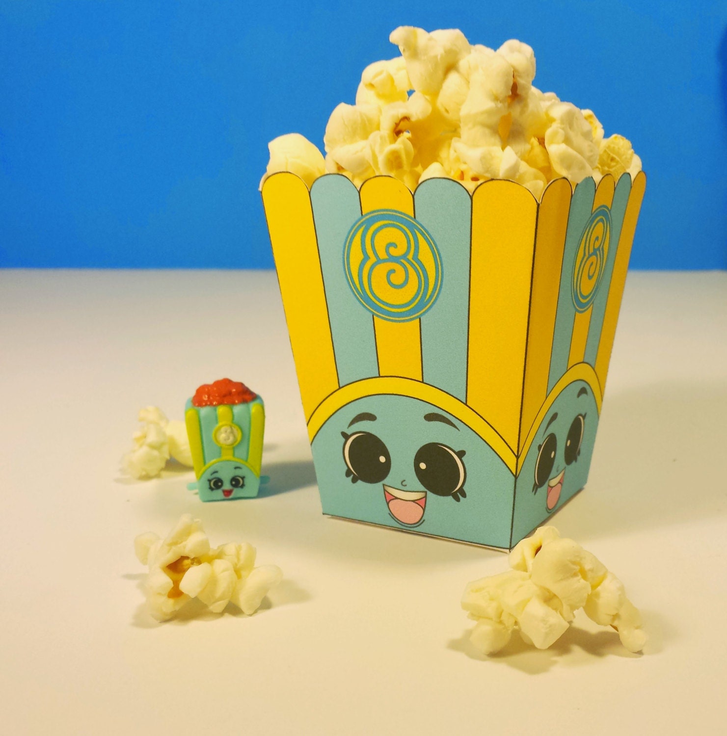 3 Poppy Corn Blue Popcorn Box Shopkins Birthday Party