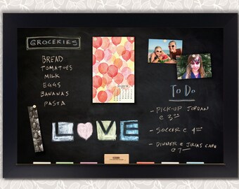 Chelsea Black Satin Framed Magnetic Chalkboard