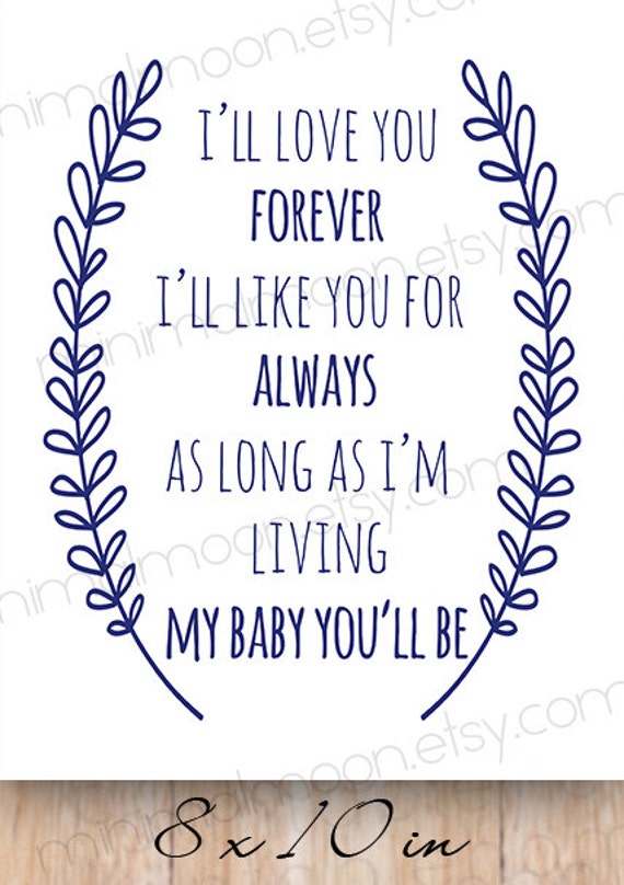 I'll love you forever Navy Nursery quote INSTANT by ...