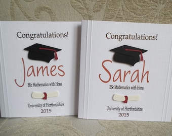 Handmade Personalised Graduation Card For Him or Her. Can be made in colours of your choice...