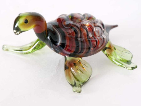 Glass Sea Turtle Hand-Blown Collectible Figurine