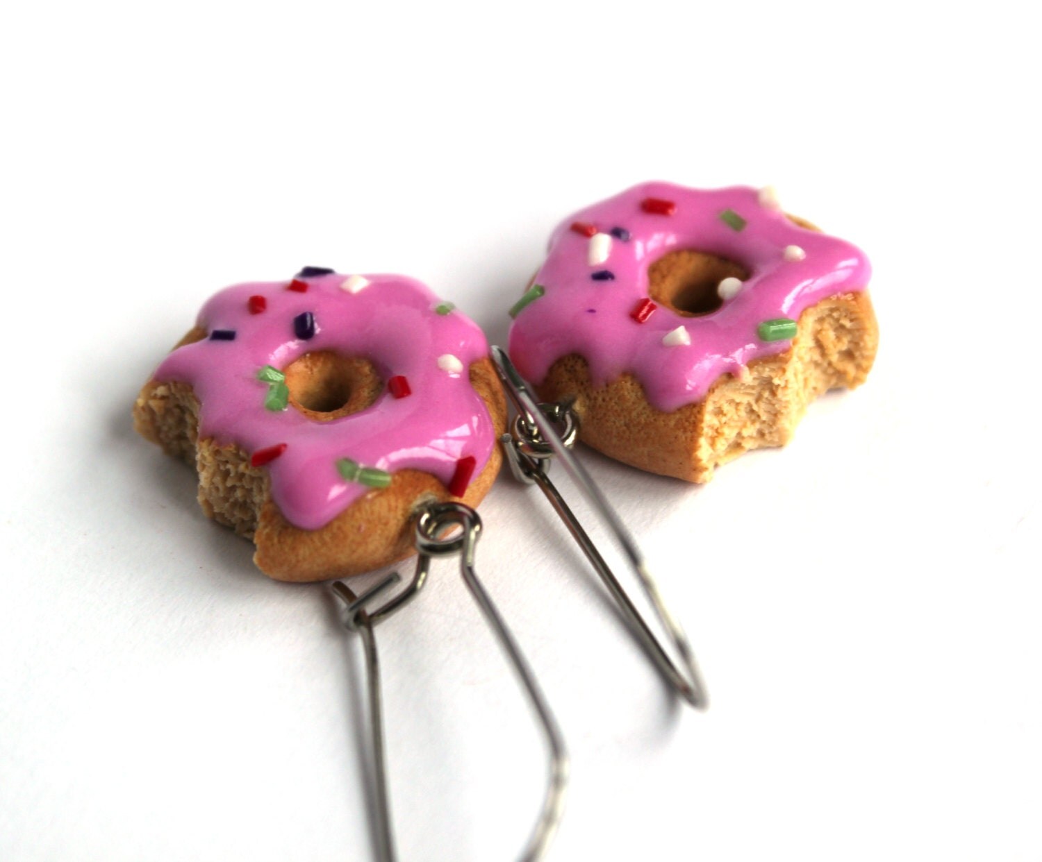 Pink donut earrings Polymer clay earrings by