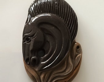 An Etruscan Horse Cameo Caraved in Jasper (drilled to be a pendant)