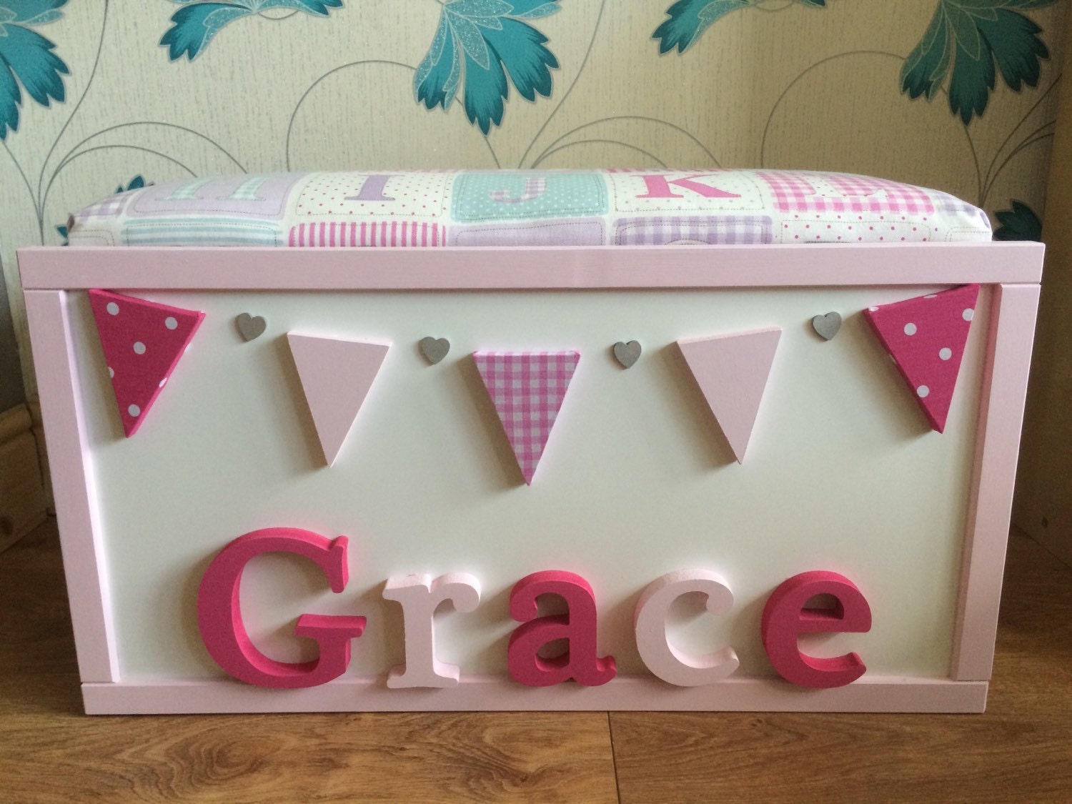 Personlised hand painted toy box made to your specifications