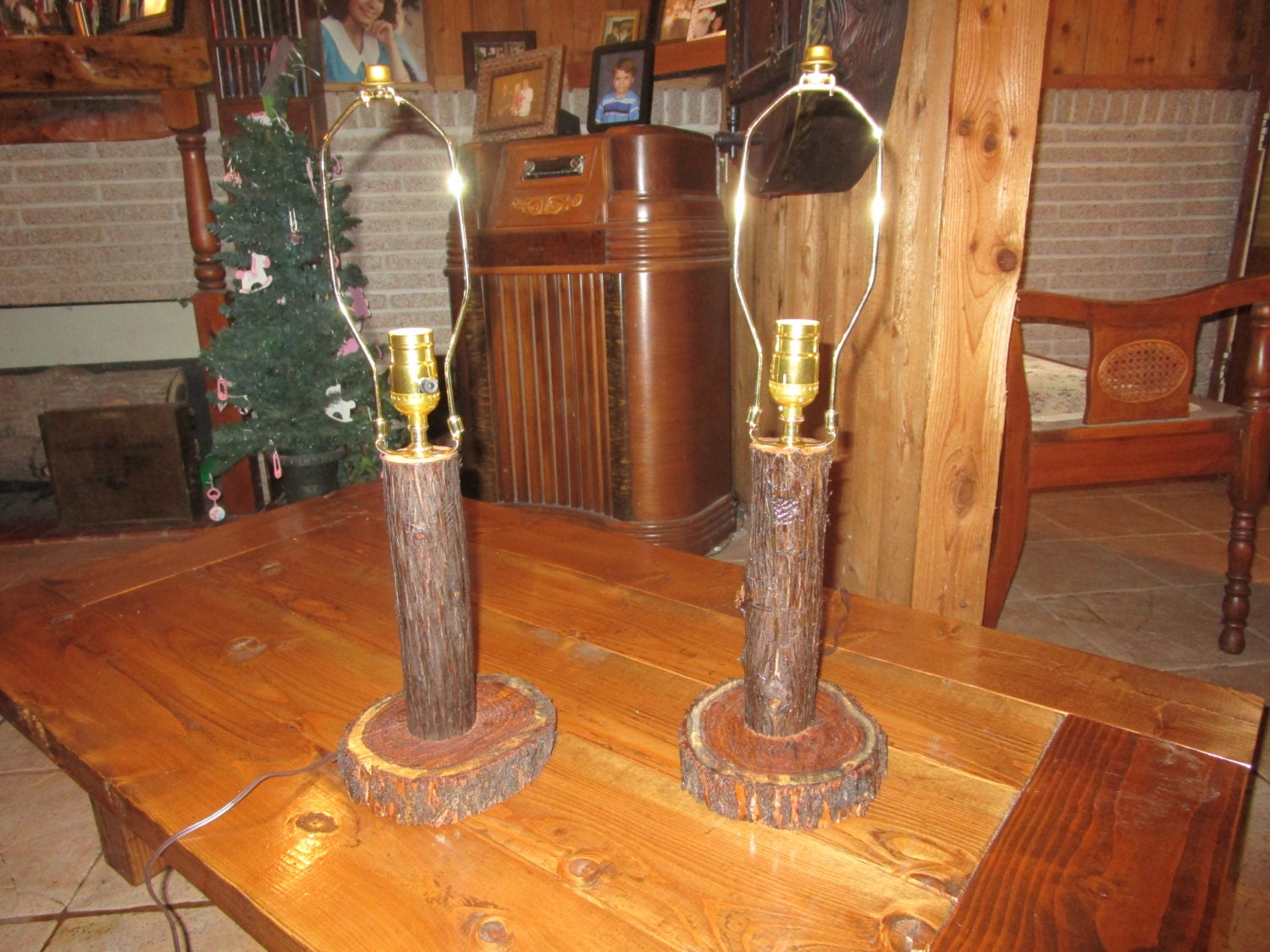 2 rustic homemade custom lamps two mesquite wood lamps