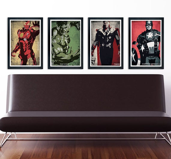 Items similar to The Avengers Poster Set of 4 wall decor 11 x 17