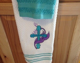 Embroidered Dish Towel with Wash Cloth, Kitchen Towel, Dish Cloth, Hand Towel, Tea Towel, Easter Towel, Spring Decor