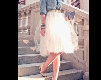 Ivory Tulle Skirt Bridesmaid Flower Girl Skirt Wedding Dress Tutu Ballet