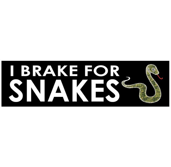 I Brake for Snakes Decal Vinyl or Magnet Bumper Sticker