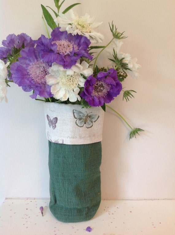 green fabric vase