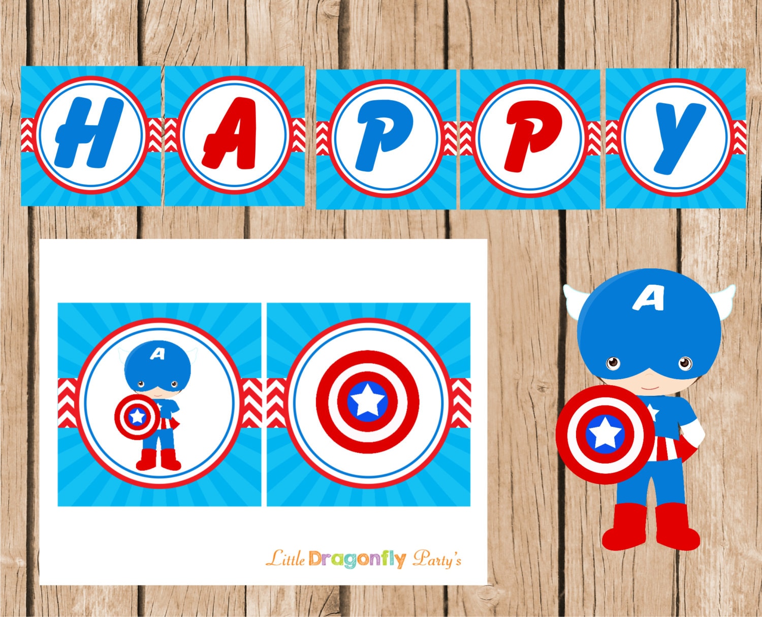 Captain American Happy Birthday Banner Instant Download