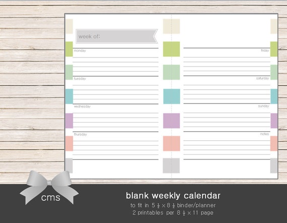 weekly calendar blank week sheets printable by chaosmadesimple