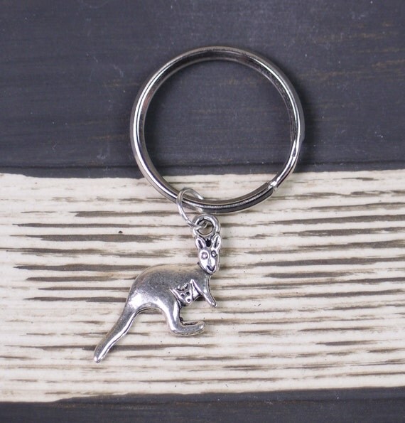 kangaroo keychain silver kangaroo with a baby charm