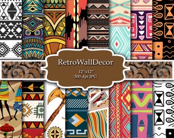 Tribal Digital Paper Tribal Scrapbook Paper Tribal Pattern Tribal Backgrounds Ethnic Patterns Digital Paper Pack 12x12 Buy 2 Get 1 FREE