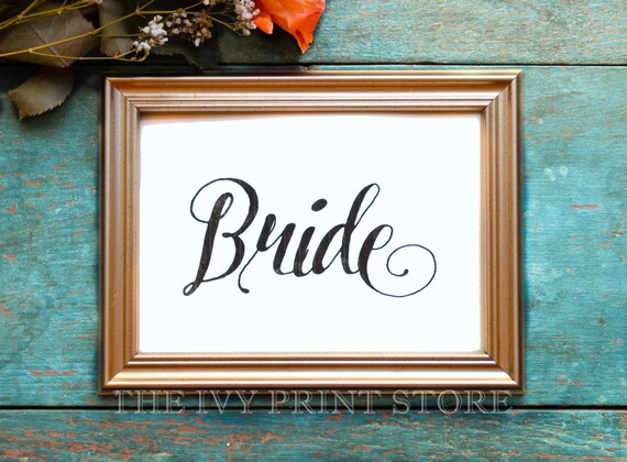 BRIDE SIGN Wedding and Party Signs Elegant by TheIvyPrintStore