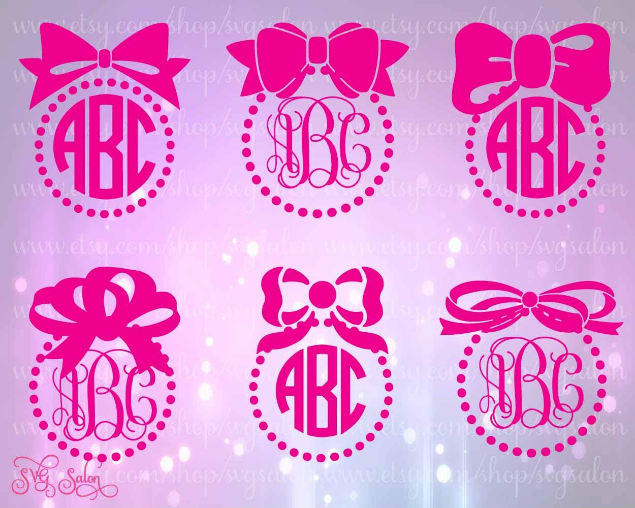Download Bow and Pearl Monogram Frame Digital Cutting File / by ...