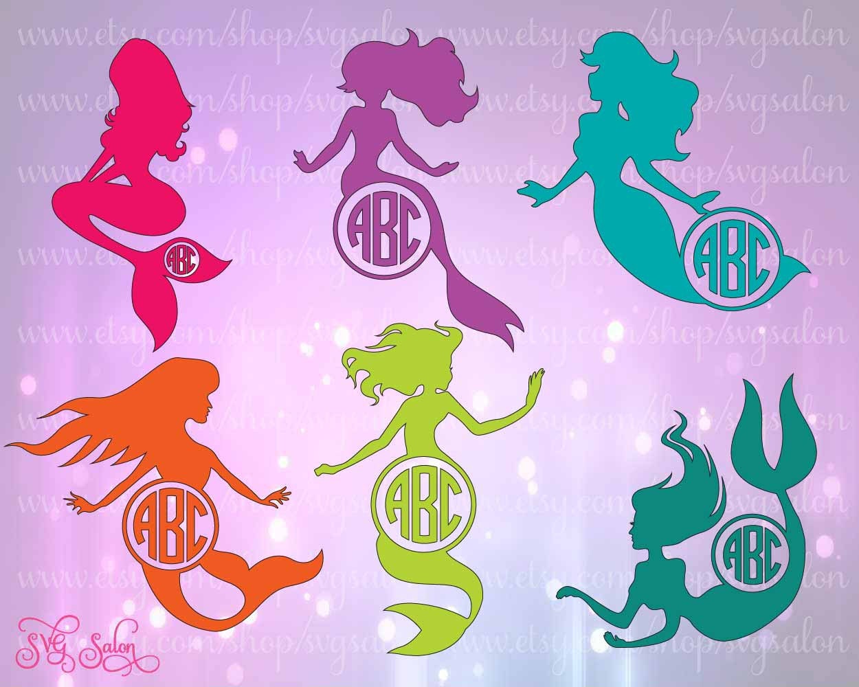 Download Mermaid Monogram Cutting File / Clipart Set in Svg Eps by ...