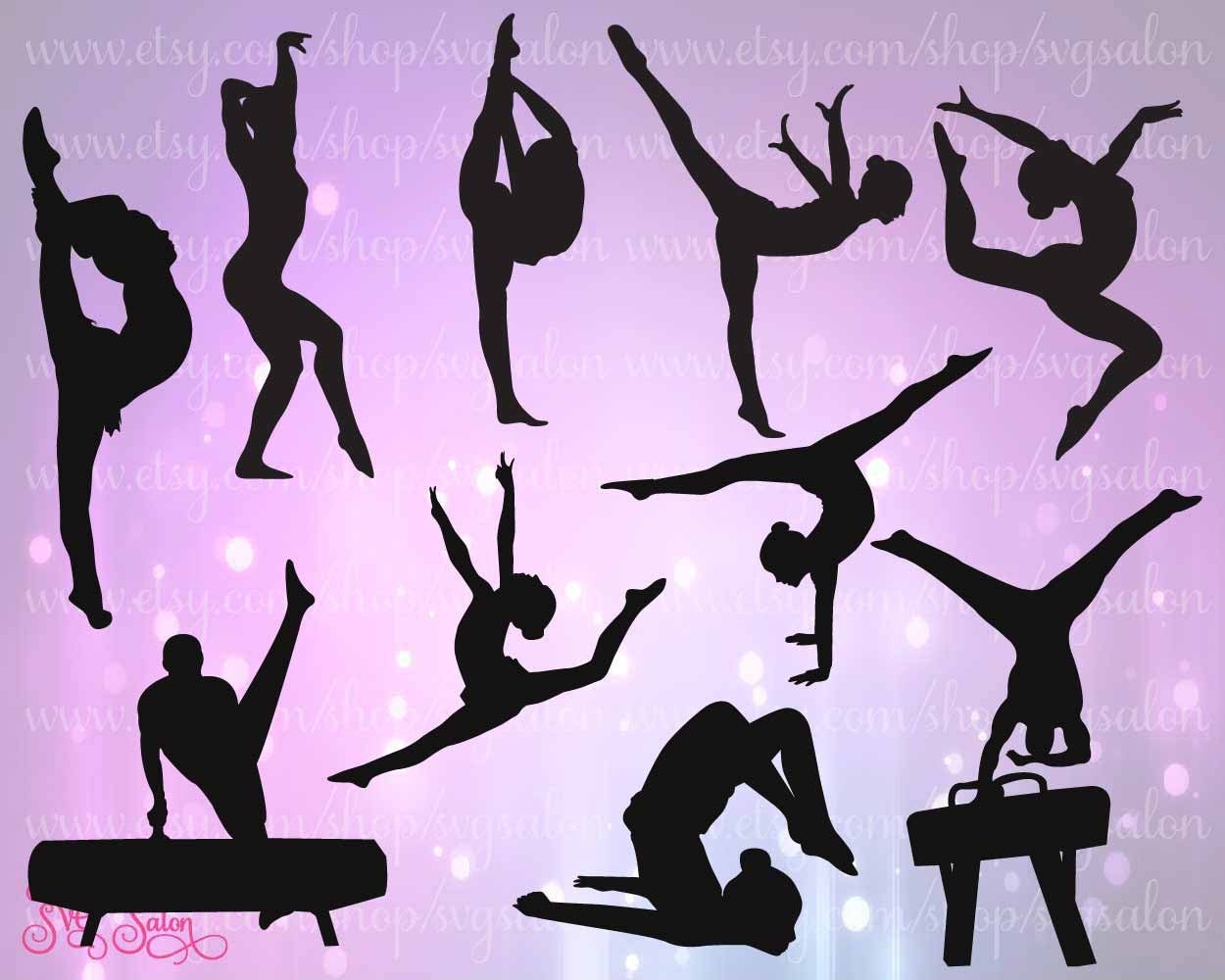 Download Gymnast / Gymnastics Silhouette Cutting File Set in by SVGSalon