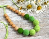 Green Nursing Necklace - Teething Necklace - Crocheted necklace