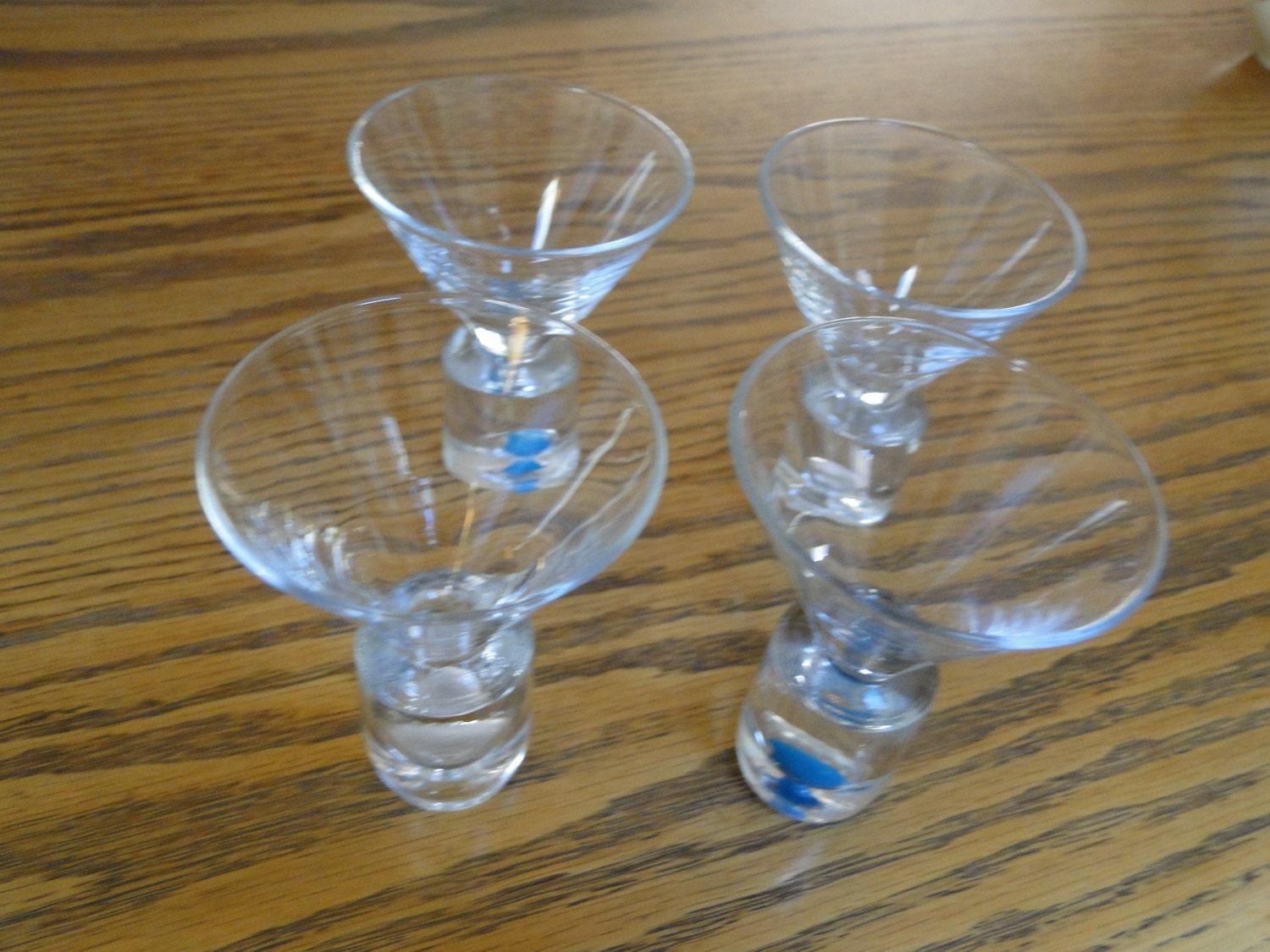 Vintage shot glasses set of 4 blown glass martini style