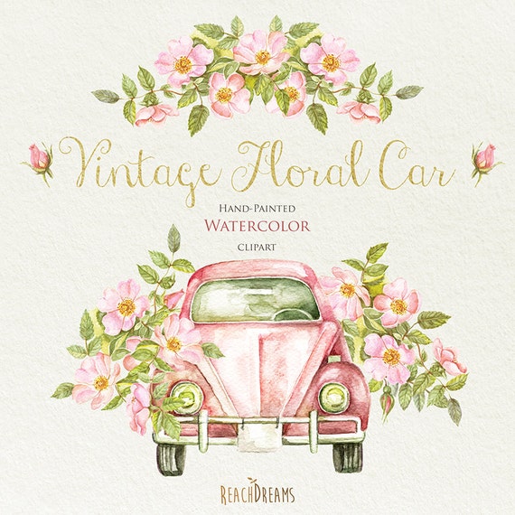 Watercolor Vintage Floral Car With Rustic Roses Wedding Invite Greeting Card DIY Clipart Romantic Bouquets Hand Painted Retro Auto Watercolor Vintage Floral Car With Rustic Roses Wedding Invite Greeting Card DIY Clipart Romantic Bouquets Hand Painted Retro Auto