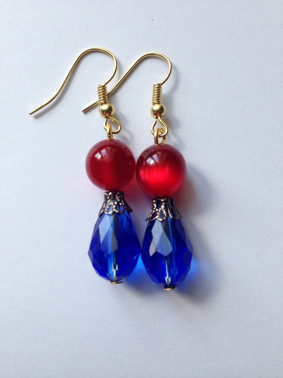 Items Similar To Dangle Earrings With Bead And Jewel On Etsy