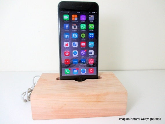 Cypress Wood iPhone 6 Stand, Wooden iPhone 6 Docking Station, Cypress Chilean Incense Wood iPhone 6 Dock Wooden, Cable holder Charger