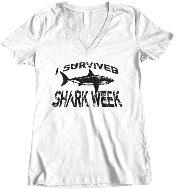 I Survived Shark Week Womens t shirt V neck tee by TheCozyBear
