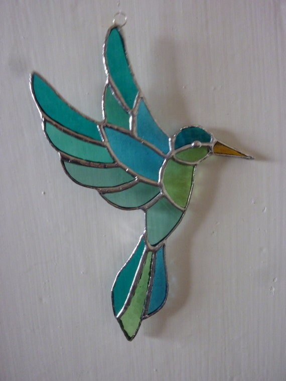 Stained Glass Bird suncatcher by HiromisGlass on Etsy