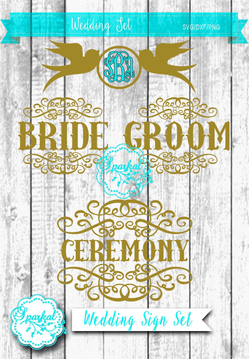 Wedding Day Flourishes SVG Cutting files Bride Groom